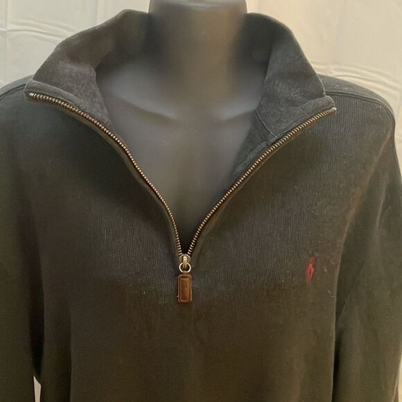 Large Ralph Lauren Blue Label black long sleeve 1/4 zip pullover sweater - Picture 2 of 16